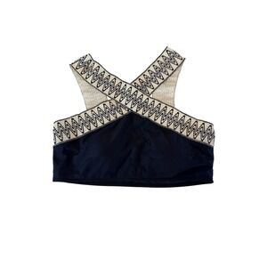 Women Black Bikini Top High Waist Bottoms Swimsuit Set Beachwear Resort Vacation